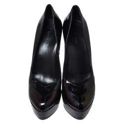 Gucci Black/Iridescent Patent Leather Platform Pumps Size 39.5