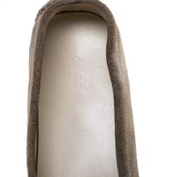 Pre Owned Gucci Grey Suede Leather Slip On Loafers Size 38