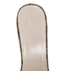 Pre Owned Gucci Tricolor Leather Trim And Web Canvas Open Toe Sandals Size 39.5