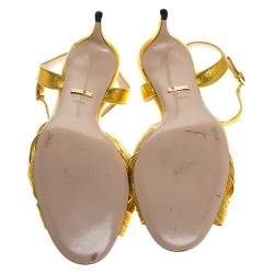 Pre Owned صندل غوتشي "كراوفورد" سير كاحل جلد ذهبي مقاس 38.5