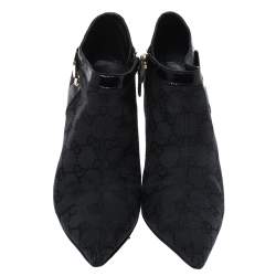 Pre Owned Gucci Black GG Canvas Pointed Toe Ankle Booties Size 36
