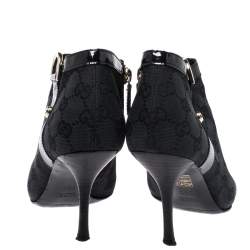Pre Owned Gucci Black GG Canvas Pointed Toe Ankle Booties Size 36