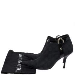 Pre Owned Gucci Black GG Canvas Pointed Toe Ankle Booties Size 36