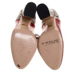 م�ملوكة مسبقًا حذاء كعب عالي غوتشي ميمو ماري جين جلد ثعبان وجلد أحمر مقاس 36.5