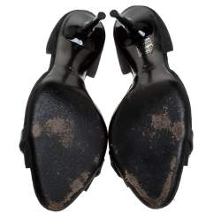 Pre Owned Gucci Black Canvas Horsebit D'Orsay Peep Toe Pumps Size 38