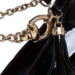 مملوكة مسبقًا حذاء كعب عالي غوتشي شراشيب سير كاحل جلد لامع أسود مقاس 39