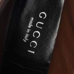 Pre Owned Gucci Brown Leather Kim Lace Up Ankle Booties Size 38