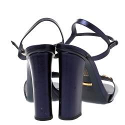 مملوكة مسبقًا صندل غوتشي سير كاحل مقدمة مفتوحة هورسبيت كلاودي جلد عنابي ميتالك مقاس 40 