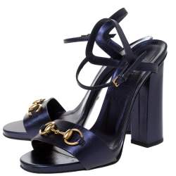 مملوكة مسبقًا صندل غوتشي سير كاحل مقدمة مفتوحة هورسبيت كلاودي جلد عنابي ميتالك مقاس 40 