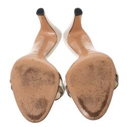 Pre Owned Gucci White GG Canvas Buckle Detail Slide Sandals Size 38