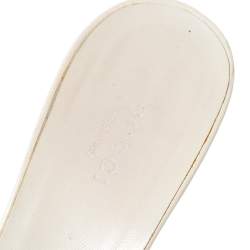 Pre Owned Gucci White GG Canvas Buckle Detail Slide Sandals Size 38
