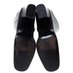 Pre Owned Gucci Black Leather Zip Ankle Boots Size 38