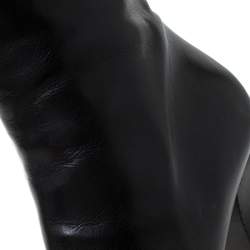 Pre Owned Gucci Black Leather Zip Ankle Boots Size 38