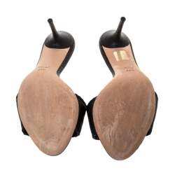 Pre Owned Gucci Black Leather Tassel Open Toe Sandals Size 38.5