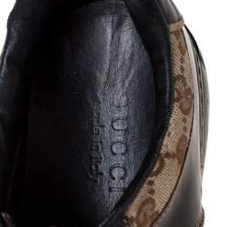 مملوكة مسبقًا حذاء رياضي غوتشي جلد وكانفاس حرفي الشعار جي جي بني/ بيج مقاس 38.5 