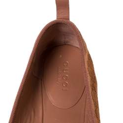 Pre Owned Gucci Brown Guccissima Suede Leather Ballet Flats Size 37.5