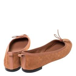Pre Owned Gucci Brown Guccissima Suede Leather Ballet Flats Size 37.5