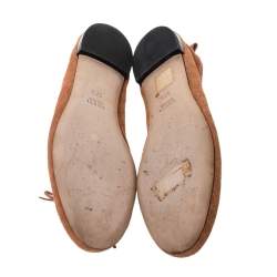 Pre Owned Gucci Brown Guccissima Suede Leather Ballet Flats Size 37.5