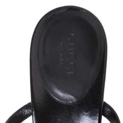 Pre Owned Gucci Black Leather Studded GG Interlocking Slide Sandals Size 38