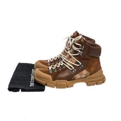 Gucci Brown GG Canvas, Leather and Suede Journey Hiker Boots Size 41.5