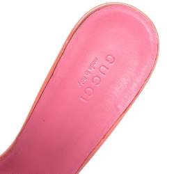 Pre Owned Gucci Coral Pleated Patent Leather Hysteria Slide Sandals Size 37