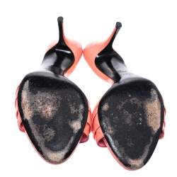 Pre Owned Gucci Coral Pleated Patent Leather Hysteria Slide Sandals Size 37