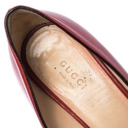 Pre Owned Gucci Red Leather Fringe Marmont GG Loafer Pumps Size 39
