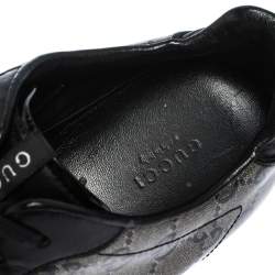 Pre Owned حذاء رياضي غوتشي منخفض من أعلى كانفاس غليتر مقوى حرفي الشعار جي جي بيج/ أسود مقاس 37.5 