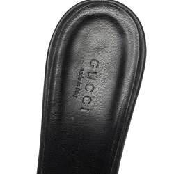 Pre Owned Gucci Black Leather Horsebit Mule Slide Sandals Size 41