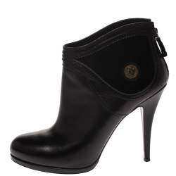 Pre Owned Gucci Black Leather 'Hysteria' Ankle Booties Size 41