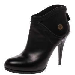 Pre Owned Gucci Black Leather 'Hysteria' Ankle Booties Size 41
