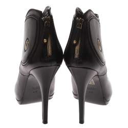 Pre Owned Gucci Black Leather 'Hysteria' Ankle Booties Size 41