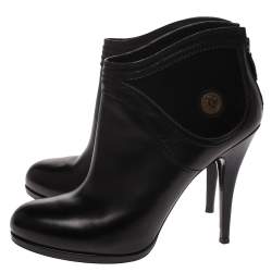 Pre Owned Gucci Black Leather 'Hysteria' Ankle Booties Size 41