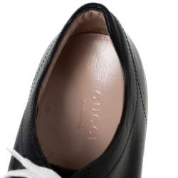 Pre Owned Gucci Black Leather Peggy Web Detail Platform Sneakers Size 38