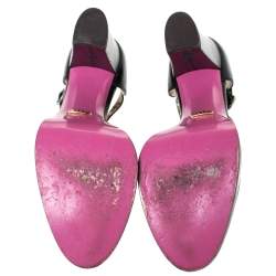 Pre Owned Gucci Black Leather Agon Block Heel Platform Pumps Size 38.5