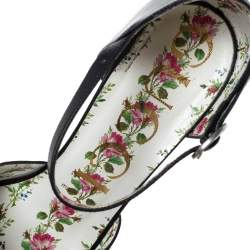 Pre Owned Gucci Black Leather Agon Block Heel Platform Pumps Size 38.5