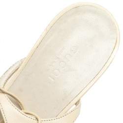 Pre Owned Gucci Cream Leather Open Toe Ankle Strap Sandals Size 39