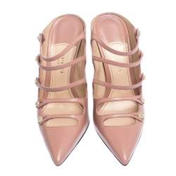 Pre Owned صندل سلايد غوتشي أنيتا جلد وردي مقدمة مدببة مقاس 38