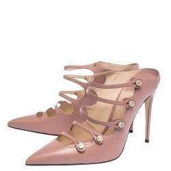 Pre Owned صندل سلايد غوتشي أنيتا جلد وردي مقدمة مدببة مقاس 38