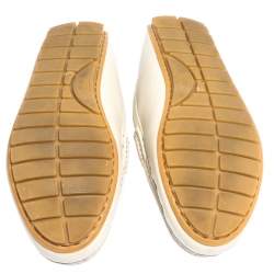 Pre Owned حذاء لوفرز غوتشي سليب أون جلد غوتشيسيما مايكرو عاجي داكن مقاس 39