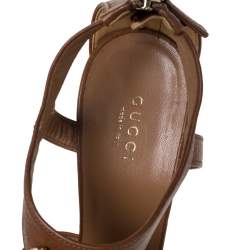 مملوكة مسبقًا صندل غوتشي ماركيش جلد بني بشراشي مقاس 37