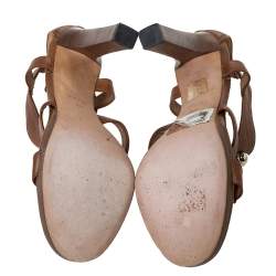 مملوكة مسبقًا صندل غوتشي ماركيش جلد بني بشراشي مقاس 37