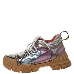 Gucci Multicolor Leather and Mesh Flashtrek Low-Top Sneakers Size 38.5