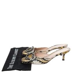 Pre Owned Gucci Black Floral Jacquard Fabric Dionysus Square Toe Slip On Mules Size 37