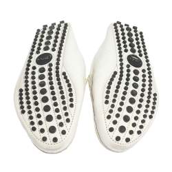 Pre Owned Gucci White Leather Horsebit Web Detail Slip On Loafers Size 36