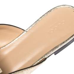 Pre Owned حذاء مولز غوتشي فلات تفاصيل شراشيب مارمونت جي جي جلد منقوش ذهبي مقاس 40