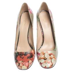 مملوكة مسبقًا حذاء كعب عالي غوتشي بلومز سوبريم جي جي جلد طباعة زهور متعدد الألوان مقاس 41