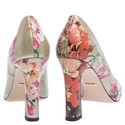 مملوكة مسبقًا حذاء كعب عالي غوتشي بلومز سوبريم جي جي جلد طباعة زهور متعدد الألوان مقاس 41