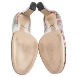 مملوكة مسبقًا حذاء كعب عالي غوتشي بلومز سوبريم جي جي جلد طباعة زهور متعدد الألوان مقاس 41