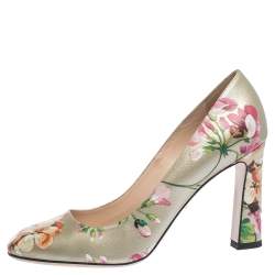 مملوكة مسبقًا حذاء كعب عالي غوتشي بلومز سوبريم جي جي جلد طباعة زهور متعدد الألوان مقاس 41